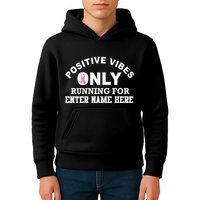 Positives Vibes Only Custom Name Breast Cancer Kids Hoodie