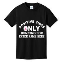Positives Vibes Only Custom Name Breast Cancer Kids T-Shirt