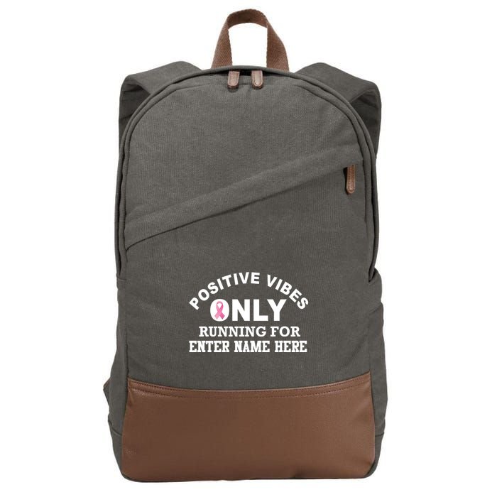 Positives Vibes Only Custom Name Breast Cancer Cotton Canvas Backpack