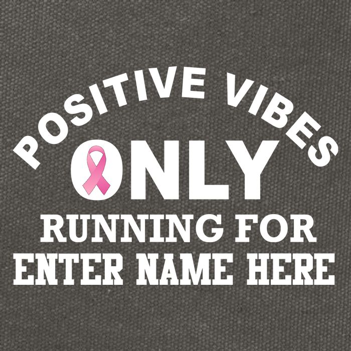 Positives Vibes Only Custom Name Breast Cancer Cotton Canvas Backpack