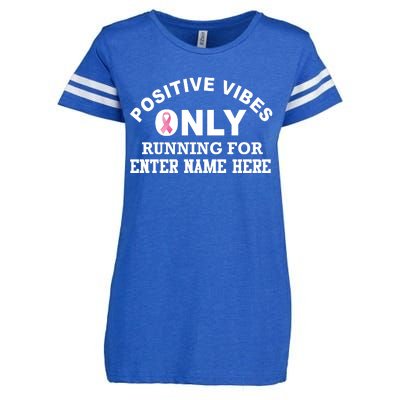 Positives Vibes Only Custom Name Breast Cancer Enza Ladies Jersey Football T-Shirt