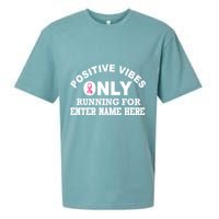 Positives Vibes Only Custom Name Breast Cancer Sueded Cloud Jersey T-Shirt