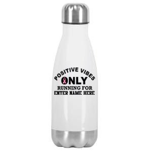 Positives Vibes Only Custom Name Breast Cancer Stainless Steel Insulated Water Bottle