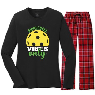 Pickleball Vibes Only Paddles Sport Gift Pickleball Team Women's Long Sleeve Flannel Pajama Set 