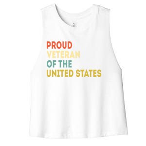 Proud Veteran Of The United States Veterans Day America Gift Women's Racerback Cropped Tank