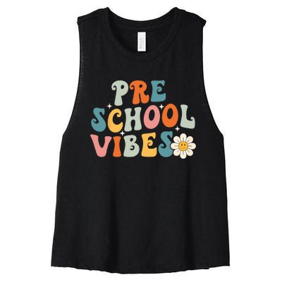 Preschool Vibes Preschool Team Retro 1st Day Of School Women's Racerback Cropped Tank