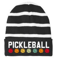 Pickleball Vintage Striped Beanie with Solid Band