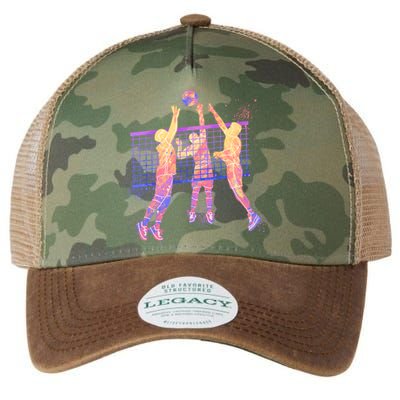 Playing Volleyball Players Colored Blocks Legacy Tie Dye Trucker Hat