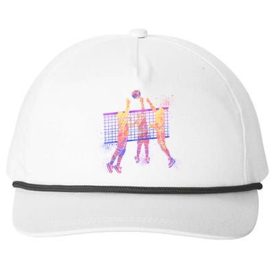 Playing Volleyball Players Colored Blocks Snapback Five-Panel Rope Hat