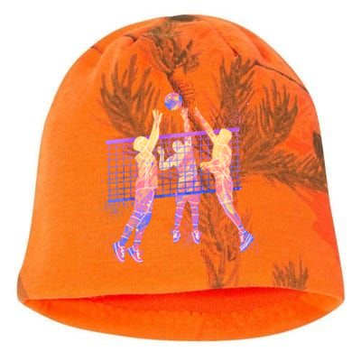 Playing Volleyball Players Colored Blocks Kati - Camo Knit Beanie