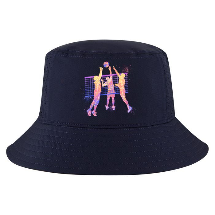 Playing Volleyball Players Colored Blocks Cool Comfort Performance Bucket Hat