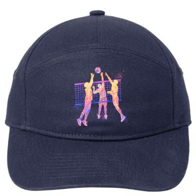 Playing Volleyball Players Colored Blocks 7-Panel Snapback Hat