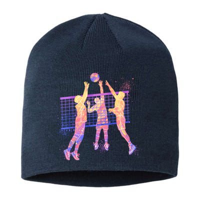 Playing Volleyball Players Colored Blocks Sustainable Beanie