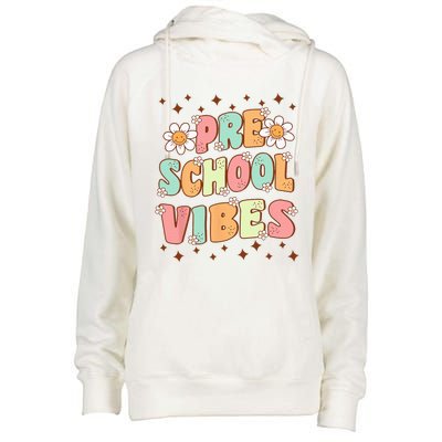 Preschool Vibes PreK Team Retro First Day Of School Womens Funnel Neck Pullover Hood