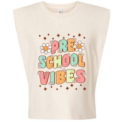 Preschool Vibes PreK Team Retro First Day Of School Garment-Dyed Women's Muscle Tee