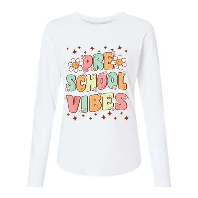 Preschool Vibes PreK Team Retro First Day Of School Womens Cotton Relaxed Long Sleeve T-Shirt