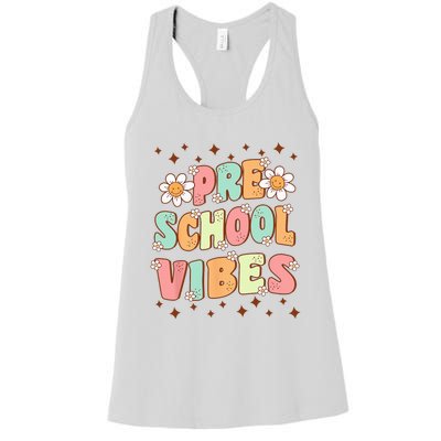 Preschool Vibes PreK Team Retro First Day Of School Women's Racerback Tank