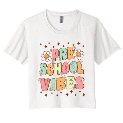 Preschool Vibes PreK Team Retro First Day Of School Women's Crop Top Tee