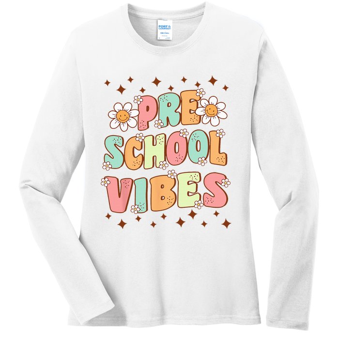 Preschool Vibes PreK Team Retro First Day Of School Ladies Long Sleeve Shirt