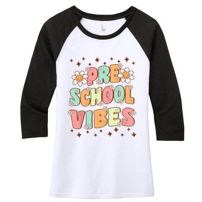 Preschool Vibes PreK Team Retro First Day Of School Women's Tri-Blend 3/4-Sleeve Raglan Shirt