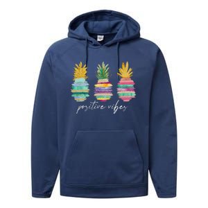 Positive Vibe Pineapple Transfer Day Infertility Ivf Mom Dad Performance Fleece Hoodie