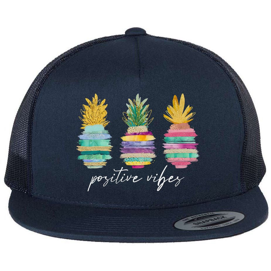 Positive Vibe Pineapple Transfer Day Infertility Ivf Mom Dad Flat Bill Trucker Hat