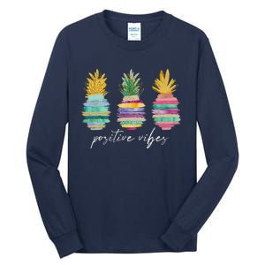 Positive Vibe Pineapple Transfer Day Infertility Ivf Mom Dad Tall Long Sleeve T-Shirt