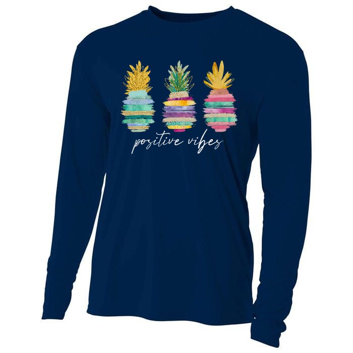 Positive Vibe Pineapple Transfer Day Infertility Ivf Mom Dad Cooling Performance Long Sleeve Crew