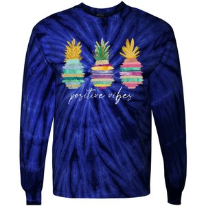 Positive Vibe Pineapple Transfer Day Infertility Ivf Mom Dad Tie-Dye Long Sleeve Shirt