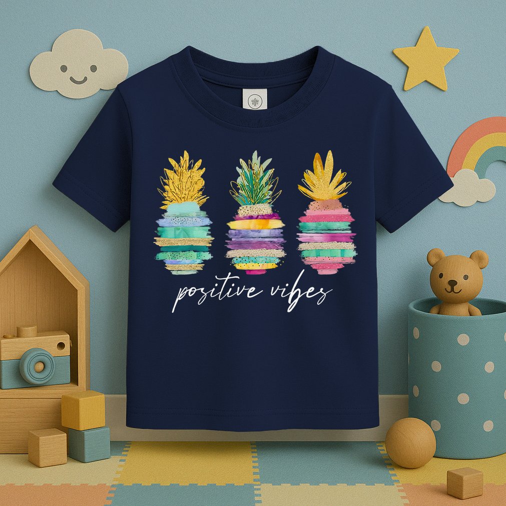 Positive Vibe Pineapple Transfer Day Infertility Ivf Mom Dad Toddler T-Shirt