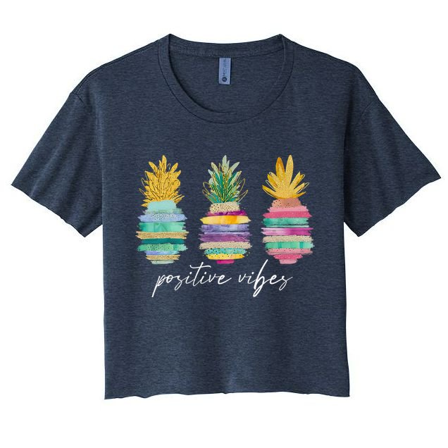 Positive Vibe Pineapple Transfer Day Infertility Ivf Mom Dad Crop Top