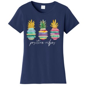 Positive Vibe Pineapple Transfer Day Infertility Ivf Mom Dad Women's T-Shirt