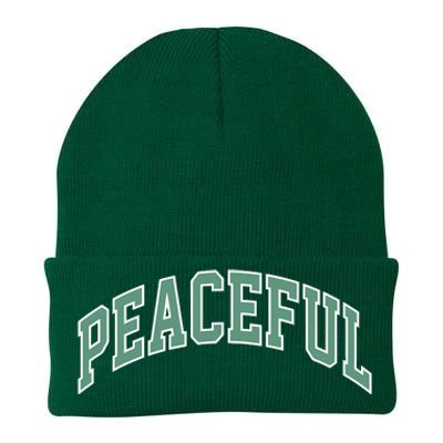 Peaceful Varsity Knit Cap Winter Beanie