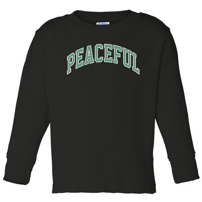 Peaceful Varsity Toddler Long Sleeve Shirt