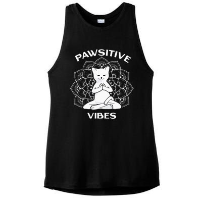 Pawsitive Vibes Positivity Meditation Lotus Mandala Yoga Cat Ladies PosiCharge Tri-Blend Wicking Tank