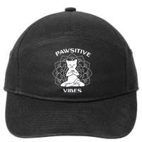 Pawsitive Vibes Positivity Meditation Lotus Mandala Yoga Cat 7-Panel Snapback Hat