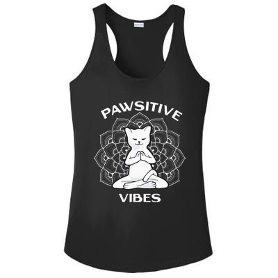 Pawsitive Vibes Positivity Meditation Lotus Mandala Yoga Cat Ladies PosiCharge Competitor Racerback Tank