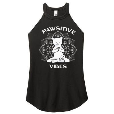 Pawsitive Vibes Positivity Meditation Lotus Mandala Yoga Cat Women’s Perfect Tri Rocker Tank