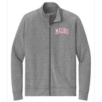 Preppy Varsity Pink Malibu CA California Font Stretch Full-Zip Cadet Jacket