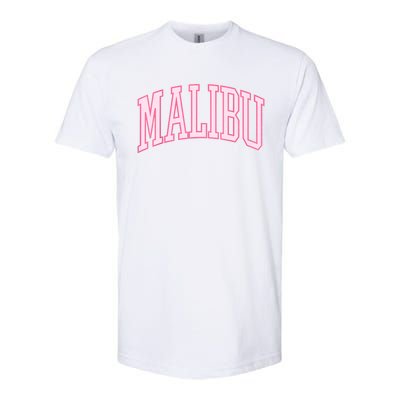 Preppy Varsity Pink Malibu CA California Font Softstyle CVC T-Shirt