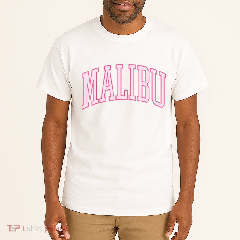 Preppy Varsity Pink Malibu CA California Font Tall T-Shirt