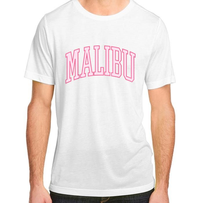 Preppy Varsity Pink Malibu CA California Font Adult ChromaSoft Performance T-Shirt