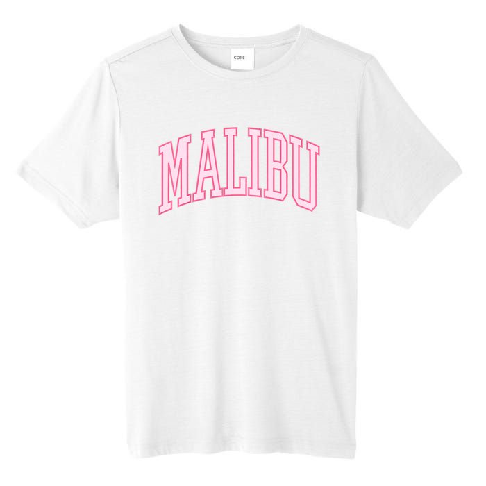 Preppy Varsity Pink Malibu CA California Font Tall Fusion ChromaSoft Performance T-Shirt