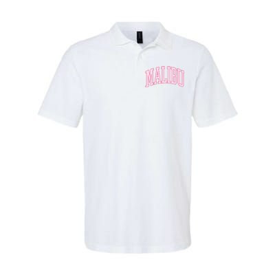 Preppy Varsity Pink Malibu CA California Font Softstyle Adult Sport Polo