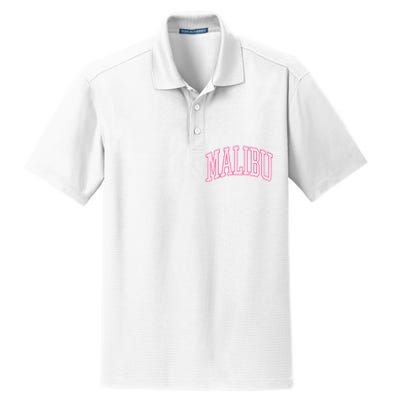 Preppy Varsity Pink Malibu CA California Font Dry Zone Grid Polo