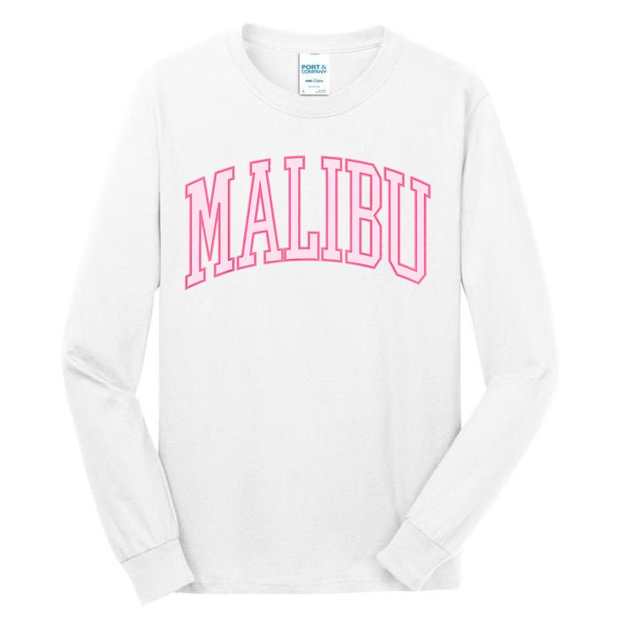 Preppy Varsity Pink Malibu CA California Font Tall Long Sleeve T-Shirt