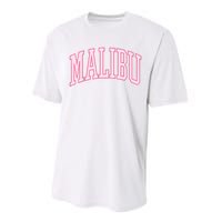 Preppy Varsity Pink Malibu CA California Font Performance Sprint T-Shirt