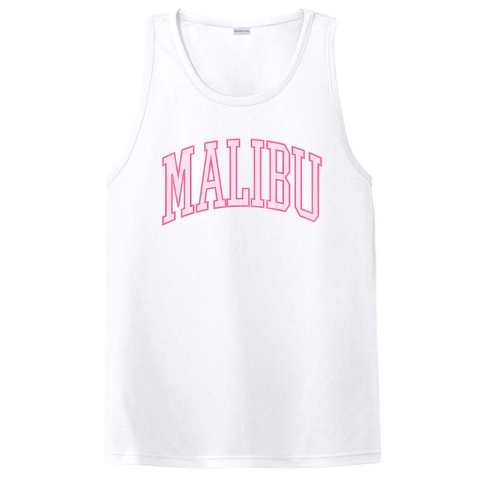 Preppy Varsity Pink Malibu CA California Font PosiCharge Competitor Tank