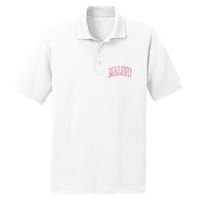 Preppy Varsity Pink Malibu CA California Font PosiCharge RacerMesh Polo