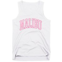 Preppy Varsity Pink Malibu CA California Font Tank Top